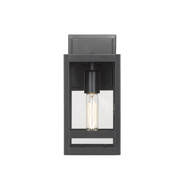 Nuri 1 Light Outdoor Wall Sconce, Black & Clear